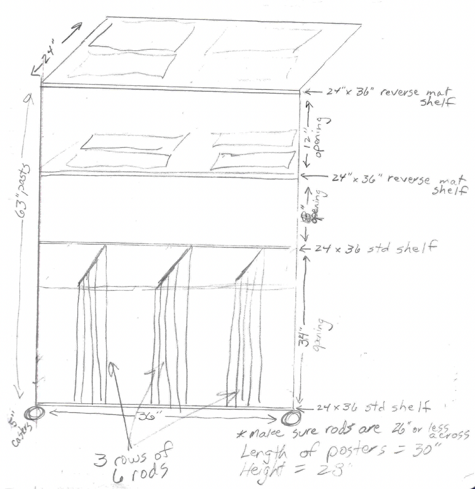 Custom made cart drawing plan