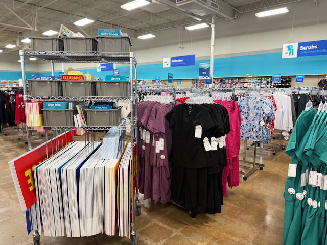 Custom made signage cart storage in retail store